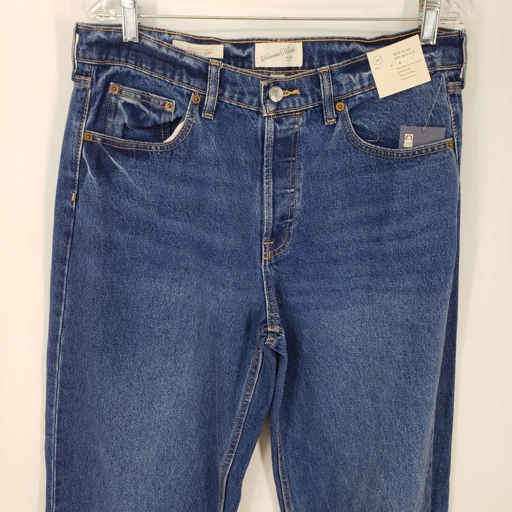 Universal Thread Cuffed Mid Rise 90s Baggy Jeans Womens Sz 10 Dark Wash Blue NEW - Picture 6 of 13